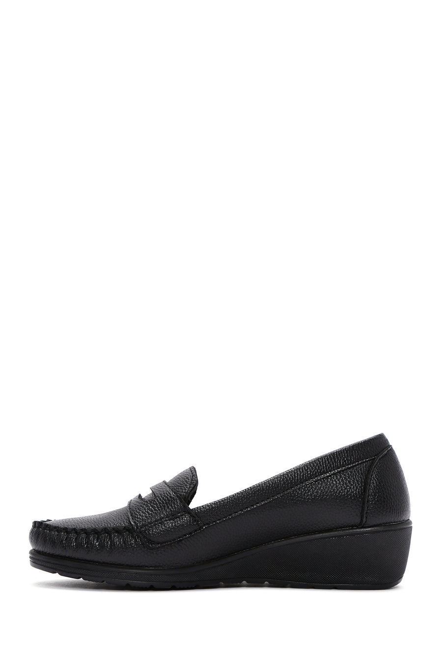 Women's Black Wedge Heeled Loafer