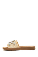 Women's Beige Stone Knitted Slippers | Derimod