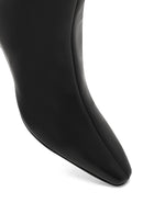 Woman Black Zip Closure Thick-Heeled Leather Boots | Derimod