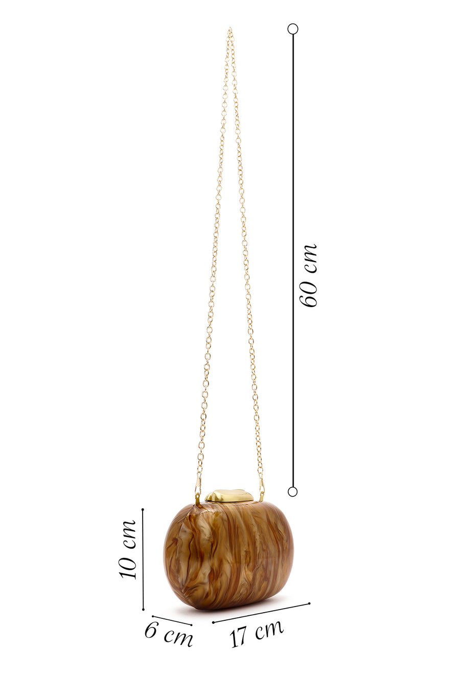 Women's Brown Long Chain Strap Mini Box Clutch Bag