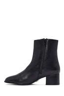 Woman Black Zippered Low Heeled Shoes Leather Boat | Derimod