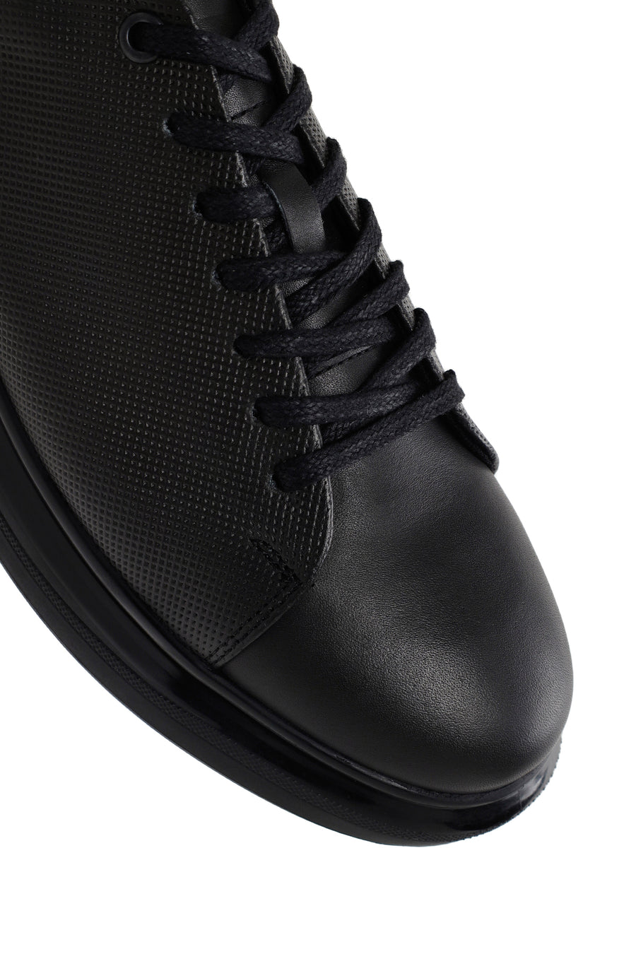 Erkek Haki Bağcıklı Deri Sneaker