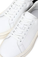 Erkek Beyaz Bağcıklı Kalın Tabanlı Deri Sneaker | Derimod
