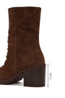 Woman Brown Chunky-Heel Suede Boots | Derimod