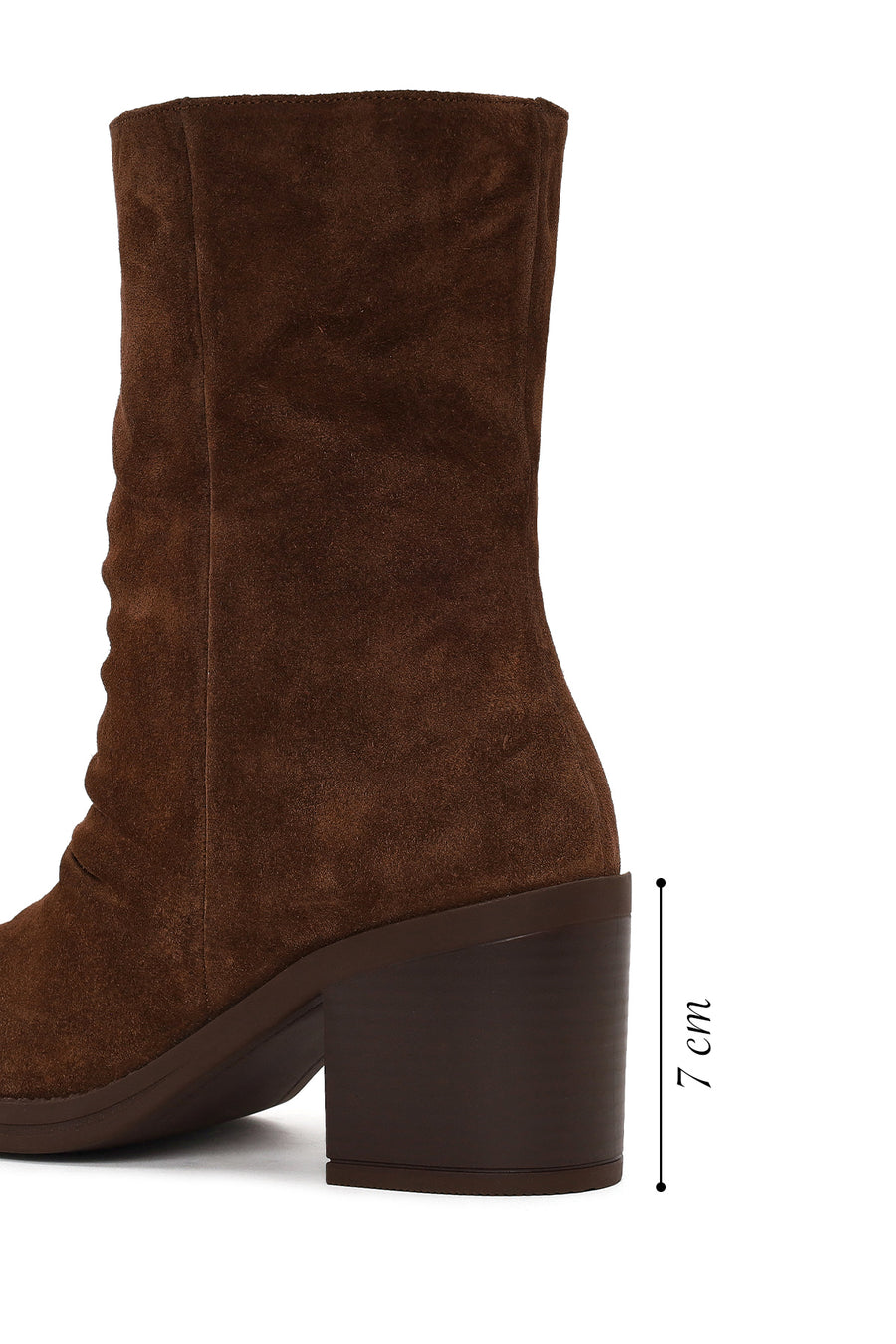 Woman Brown Chunky-Heel Suede Boots