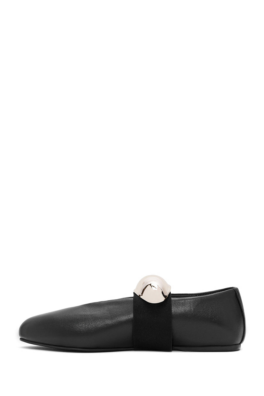 Women's Black Buckle Detailed Leather Ballerinas