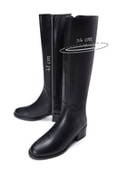 Woman Black Zip Closure Short Thick-Heeled Leather Boot | Derimod