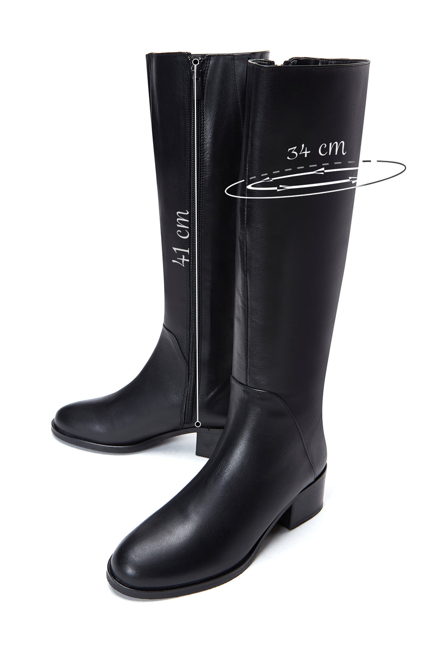 Women's Black Leather Zippered Boots