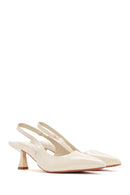 Women's Cream Open Back Thin Heeled Shoes | Derimod