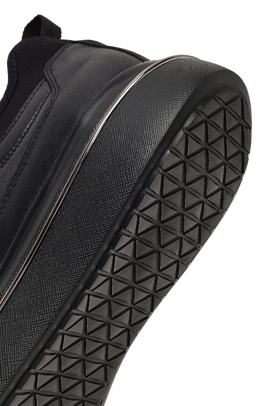 Men's Black Lace-Up Thick-Soled Leather Sneaker