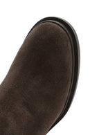 Women's Brown Heeled Zippered Suede Leather Boots | Derimod