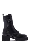 Women's Black Zippered Thick-Soled Leather Ankle Boots | Derimod