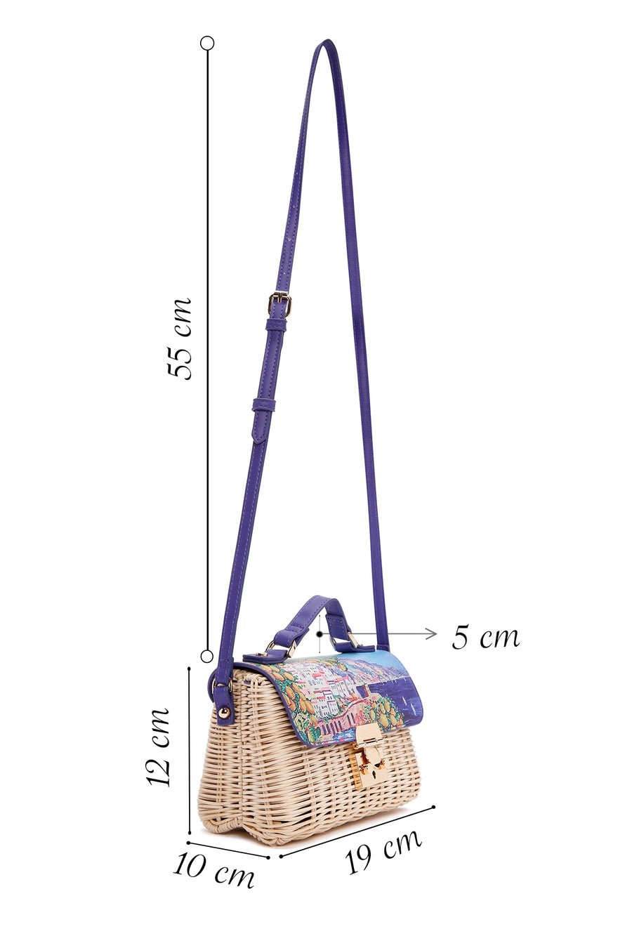 Women's Multi-Colored Long Strap Straw Crossbody Bag