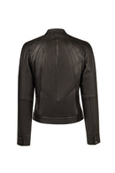 Victoria Woman Black Short Leather Jacket | Derimod