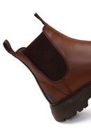 Male Tan Chunky-Soled Leather Chelsea Boots | Derimod