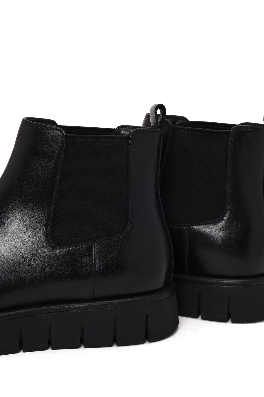 Male Black Thick-Soled Leather Casual Chelsea Boots