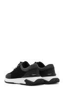 Men's Black Thick Sole Lace Up Suede Leather Sneaker | Derimod