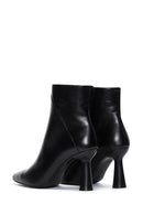 Woman Black Zip Closure Stiletto Heel Leather Boots | Derimod
