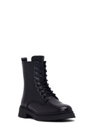 Women's Black Zippered Thick-Soled Leather Ankle Boots | Derimod