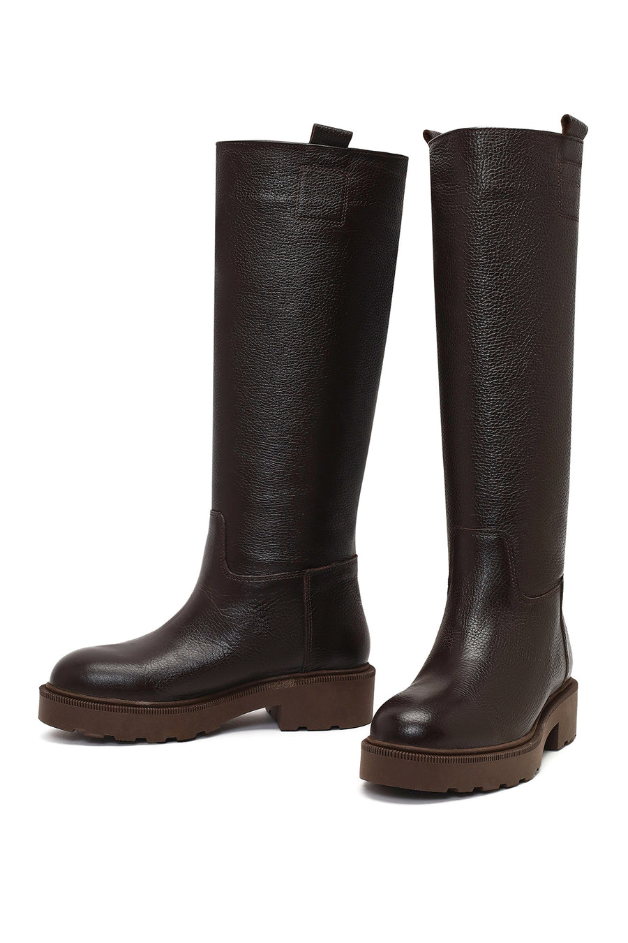 Women's Brown Thick-Soled Leather Boot