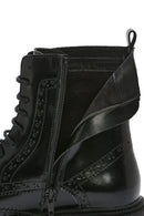Women's Black Zippered Leather Boots | Derimod