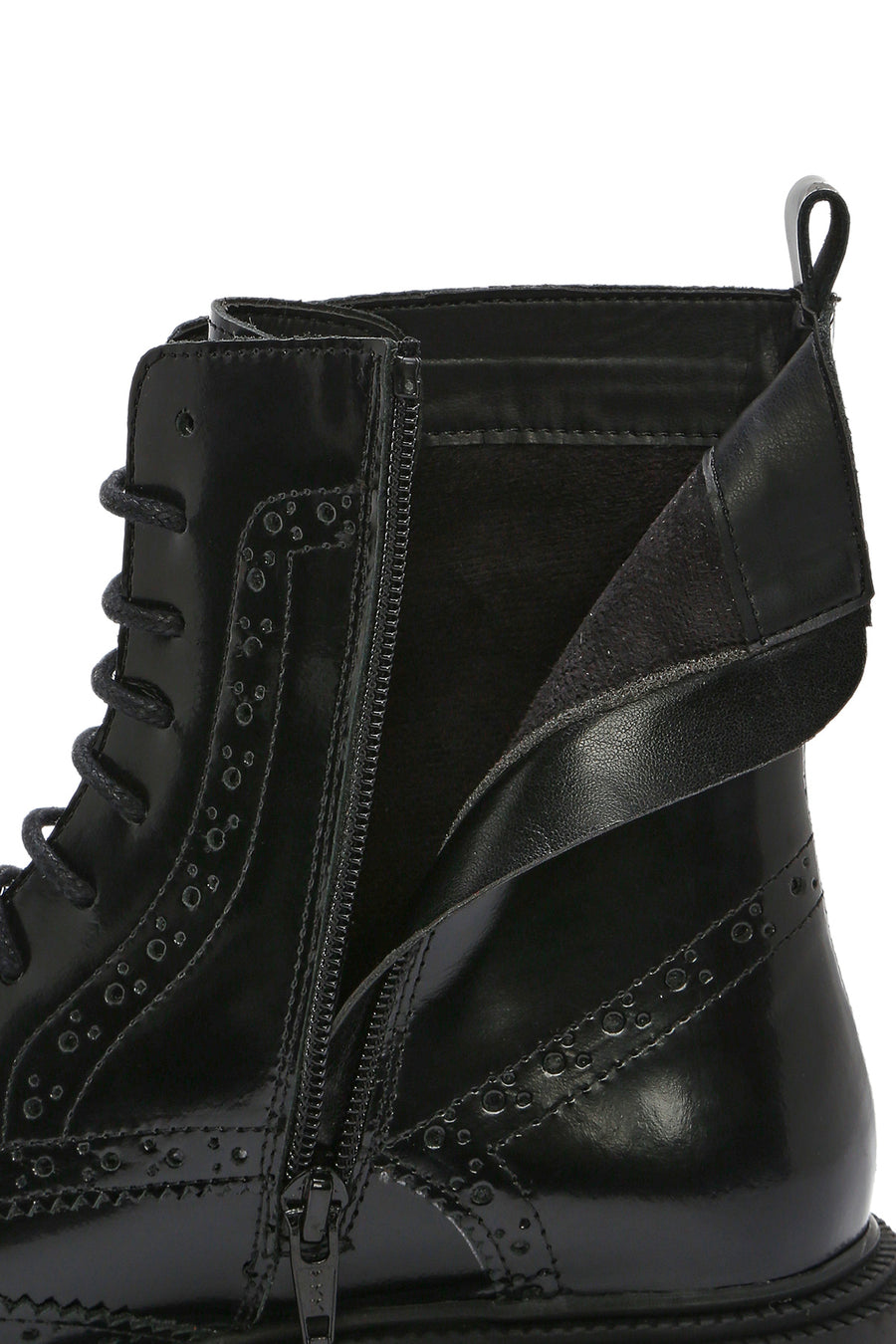 Women's Black Zippered Leather Boots
