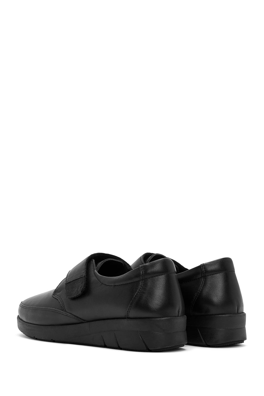 Woman Black Thick-Soled Leather Comfort Shoes