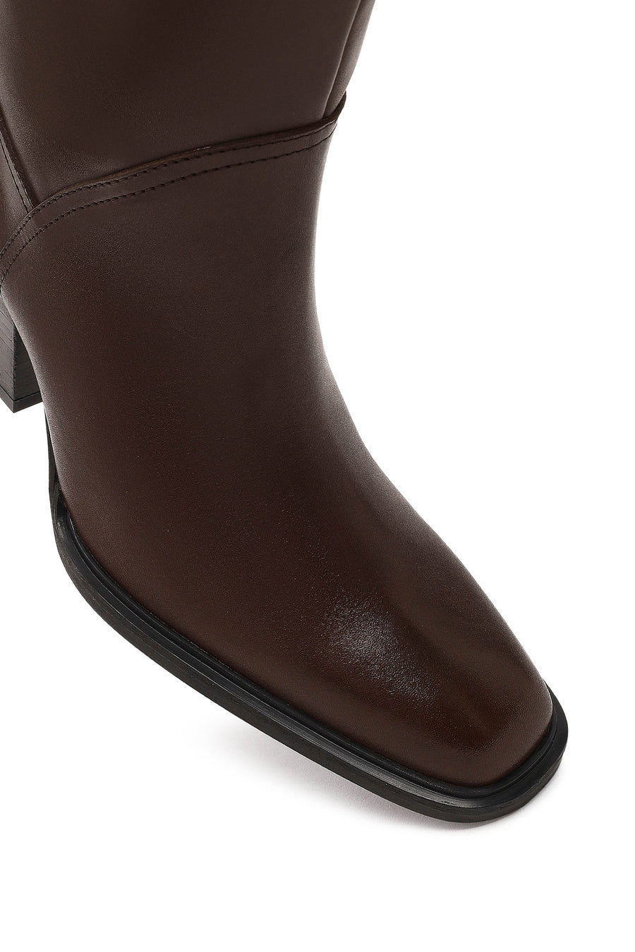 Women's Brown Thick Heeled Leather Boot