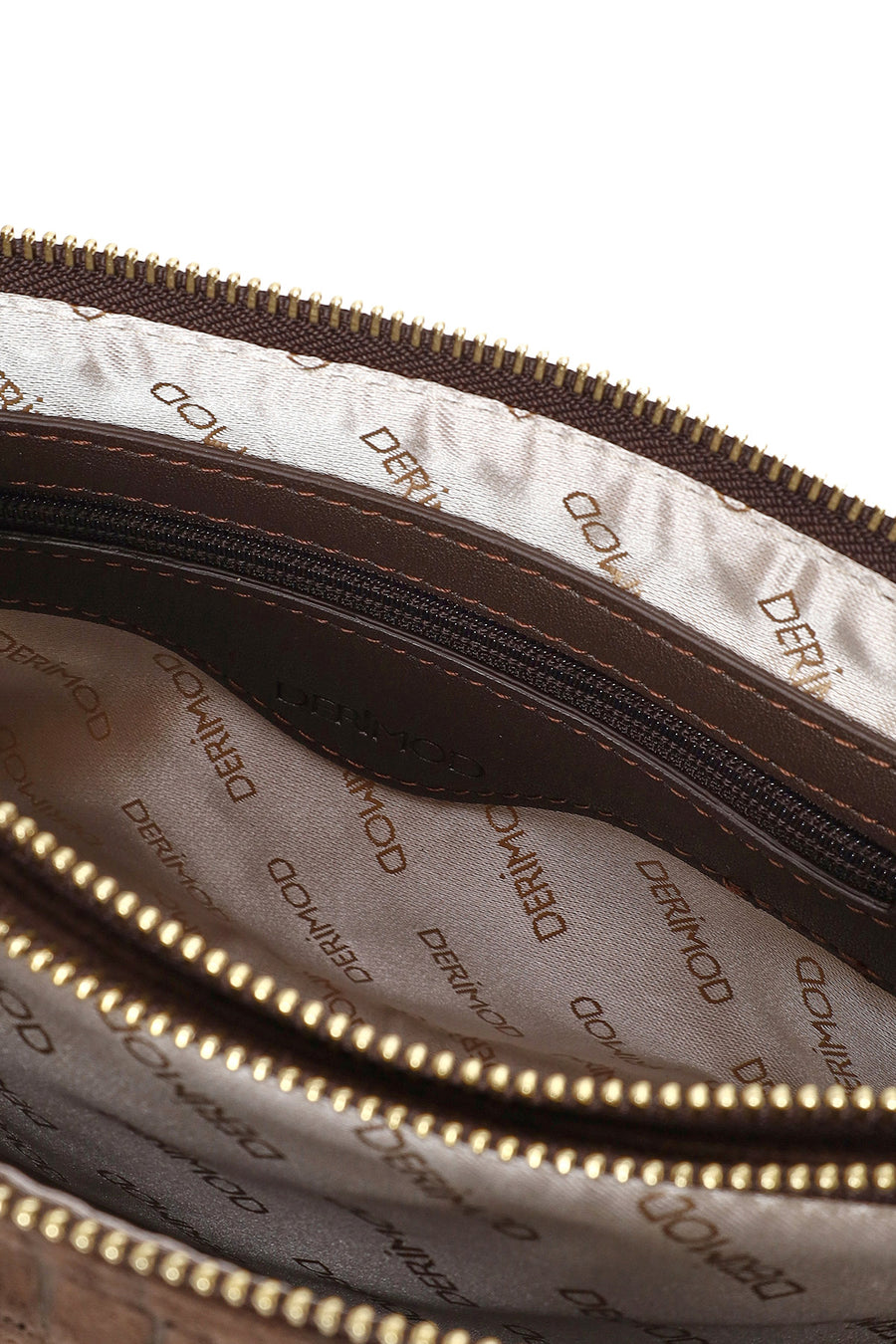Woman Brown Printed Long-Strap Suede Shoulder Bag