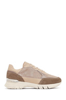 Woman Mink Laced Thick Sole Leather Sneakers | Derimod