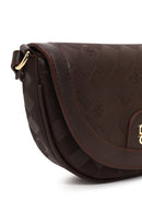 Woman Brown Long-Strap Printed Mini Crossbody Bag | Derimod