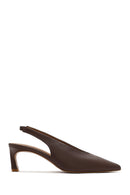 Women's Brown Slingback Elastic Low Heel Leather Shoes | Derimod