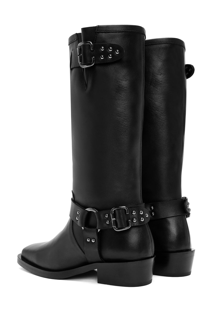 Women's Black Buckle Detailed Leather Cowboy Boots