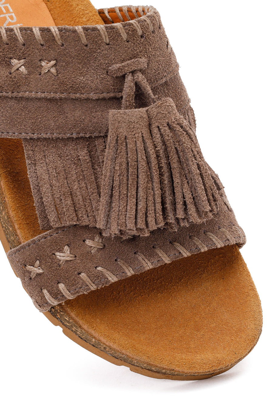 Women's Mink Tassel Suede Leather Slippers