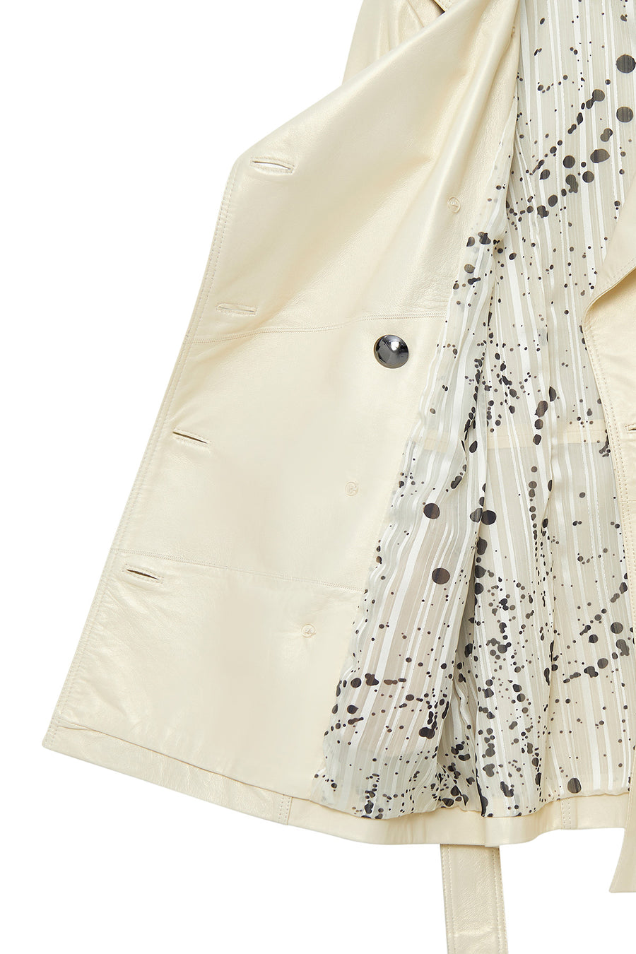 Barbara Women's Beige Double Breasted Collar Regular Leather Trench Coat