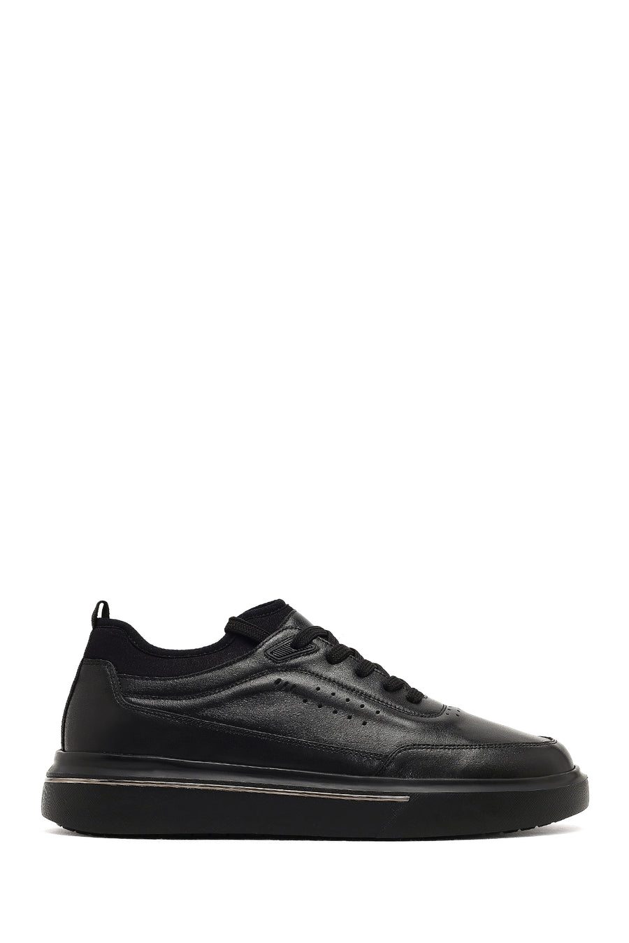 Men's Black Lace-Up Thick-Soled Leather Sneaker 25WFD612714 | Derimod