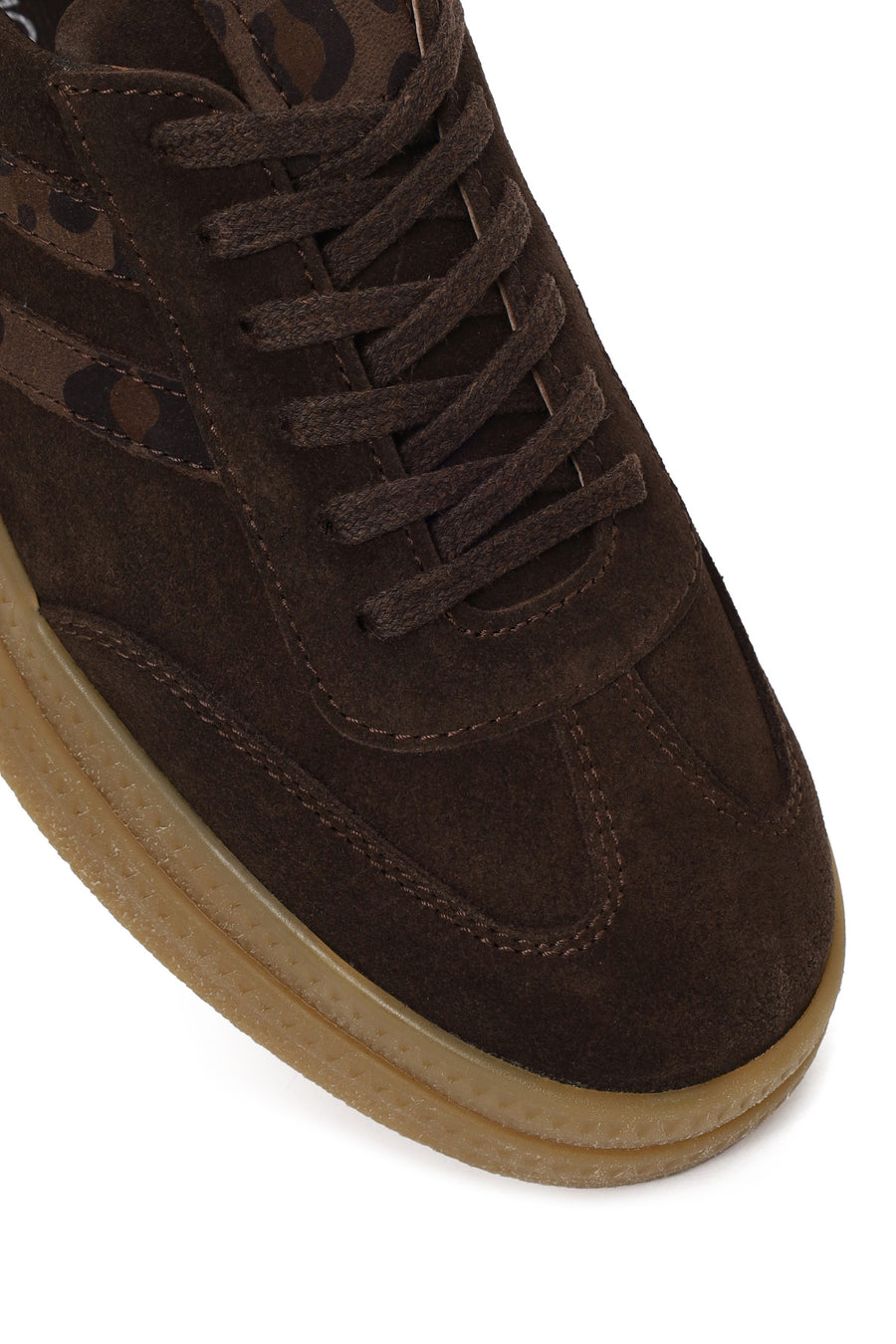 Woman Brown Lace-Up Suede Leather Sneaker
