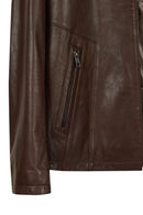 Insignia Male Brown Leather Jacket | Derimod