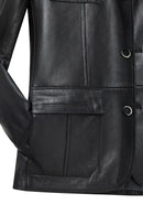 Kevin Men's Black Blazer Leather Jacket | Derimod