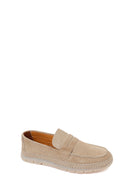 Men's Beige Chunky Suede Leather Loafers | Derimod