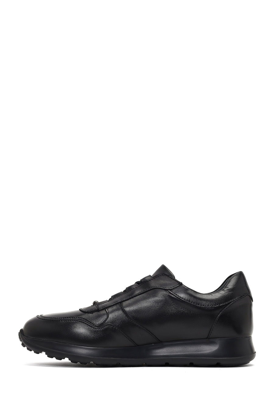 Men's Black Lace-Up Leather Sneaker