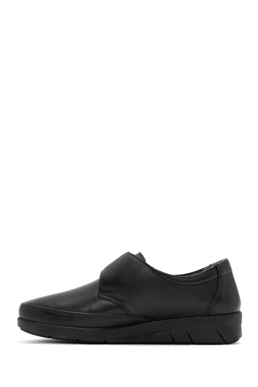 Woman Black Thick-Soled Leather Comfort Shoes