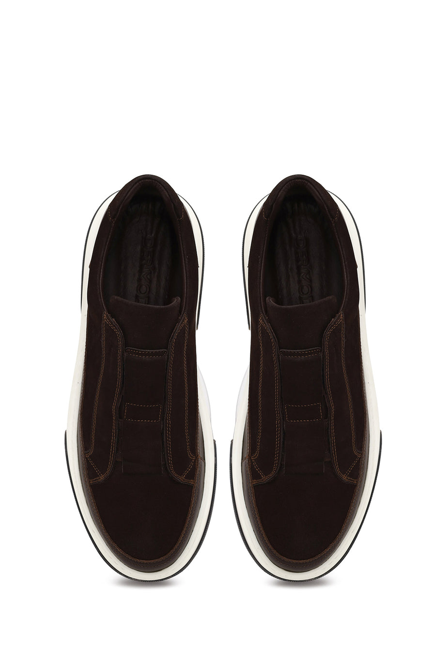 Male Brown Thick-Soled Nubuck Leather Sneaker