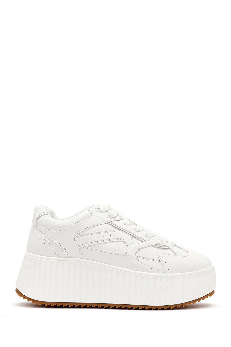 Woman White Thick-Soled Lace-Up Sneakers AF520006SV | Derimod