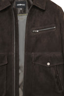 Morata Men's Brown Nubuck Leather Jacket | Derimod