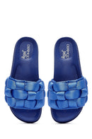Women's Blue Knitted Detailed Jelly Slippers | Derimod