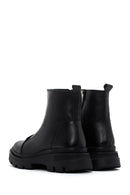 Women's Black Thick Soled Zippered Leather Comfort Boots | Derimod