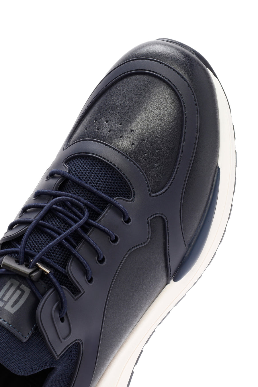 Erkek Lacivert Bağcıklı Deri Sneaker
