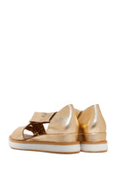 Women's Gold Chunky Metallic Leather Sandals | Derimod