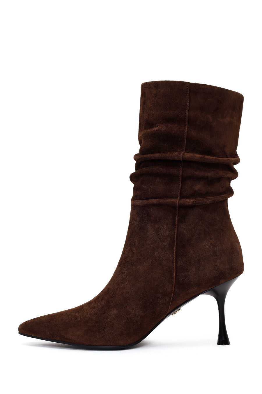 Woman Brown Thin-Heeled Suede Boots